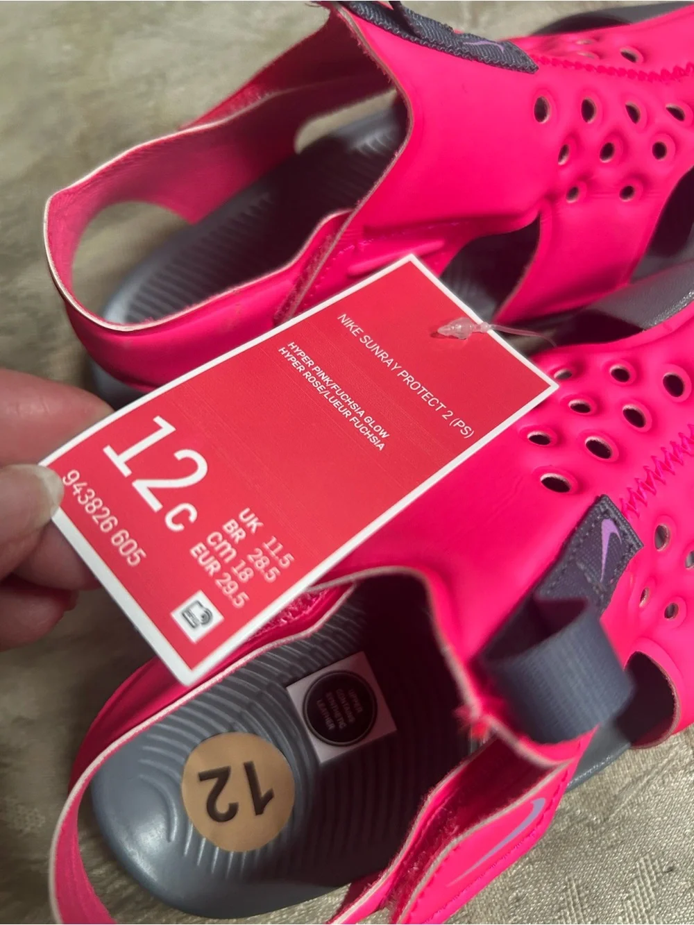 Nike Kids' Sunray Protect 2D Pink Water Shoes Sz 12C